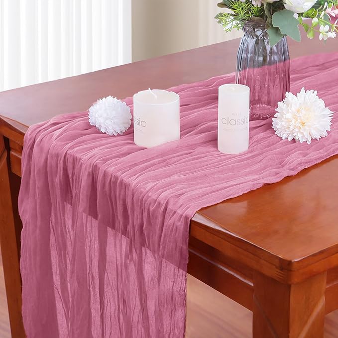 16PCS Dusty Rose Cheesecloth Table Runner 10FT Table Runner Cheesecloth - Image 4