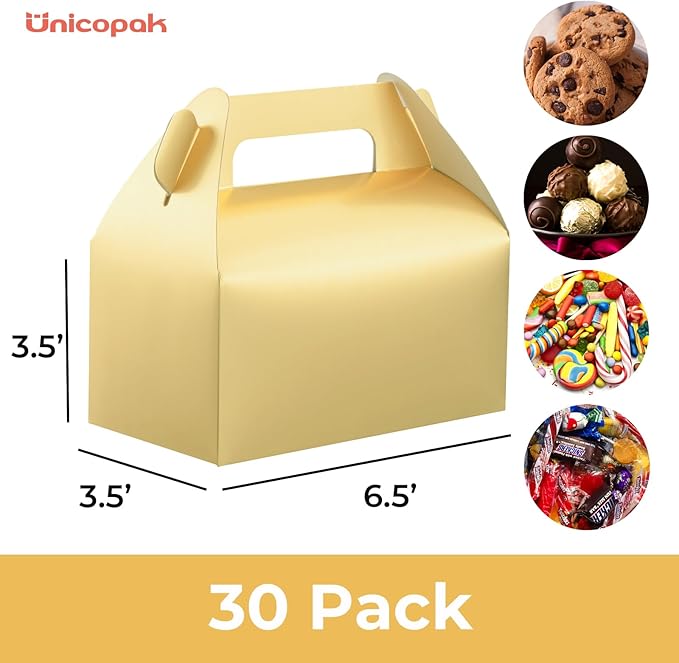 UnicoPak 30 Pack Gold Gable Treat Boxes, Party Favor Boxes, Gift Boxes - Image 2
