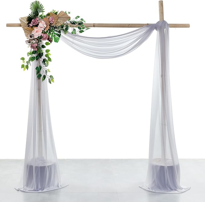 VDS Pack of 2 Panel Wedding Arch Draping Fabric Sheer Chiffon Fabric Drapery by VDS