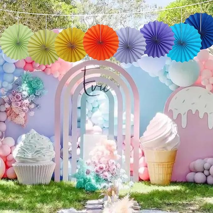 Green Hanging Paper Fans, 30 Color, DIY Set, Light Green, Military Theme - Image 7