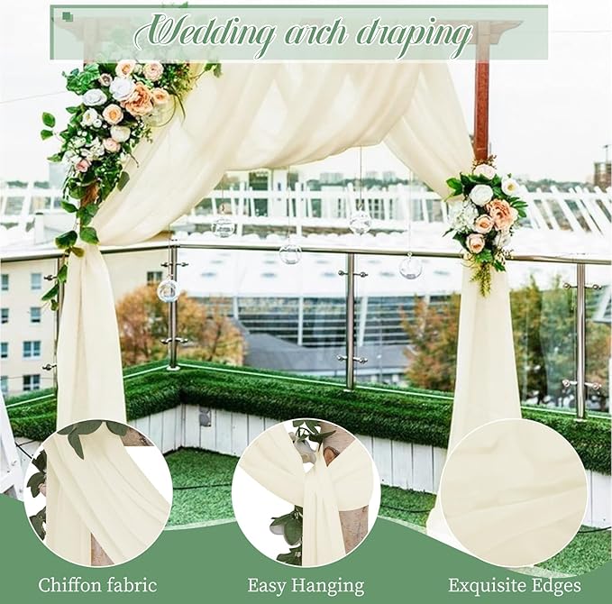 Wedding Arch Draping Fabric, 4 Panels 28" x20ft Ivory Wedding Arch Drapes - Image 4