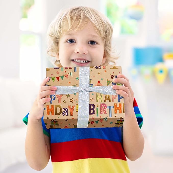 Aimyoo Colorful Birthday Wrapping Paper Roll - Image 6