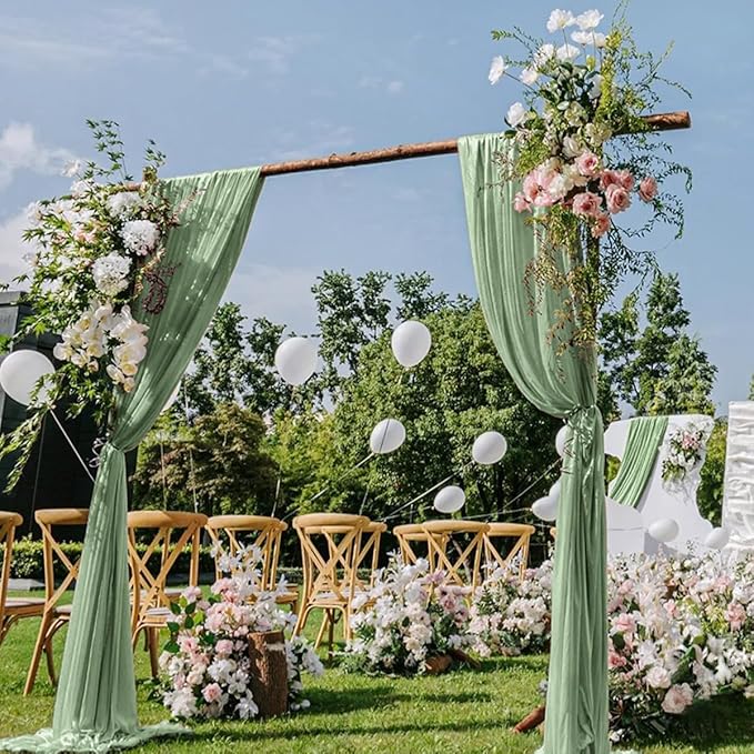 Sage Green Wedding Arch Draping Fabric 29" x 20 FT Wedding Drapes by DeZerlor