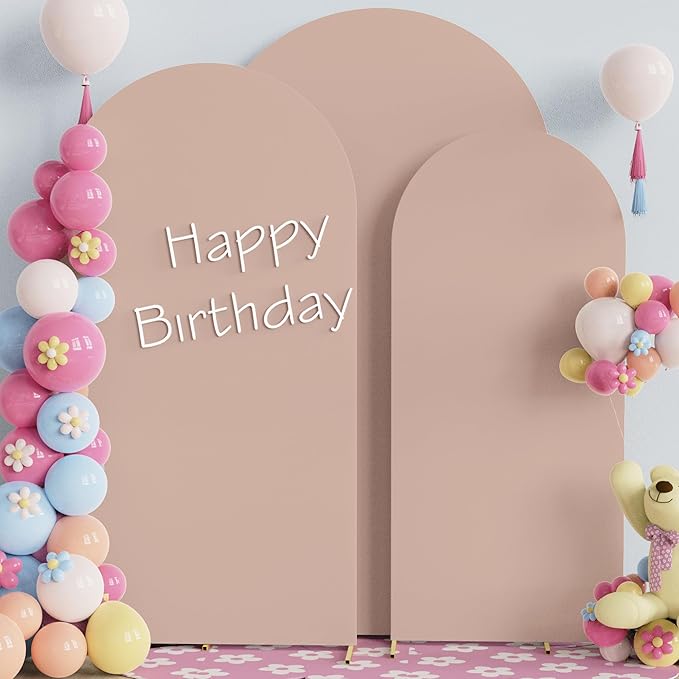 Fomcet Wedding Arch Cover 7.2FT, 6FT Nude Spandex Fitted Fabric Arch Backdrop - Image 4