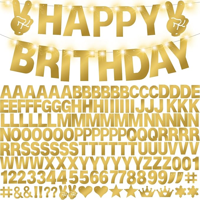 167Pcs DIY Glitter Customizable Banner Kit Custom Banner Happy Birthday Letter by WELITTCON