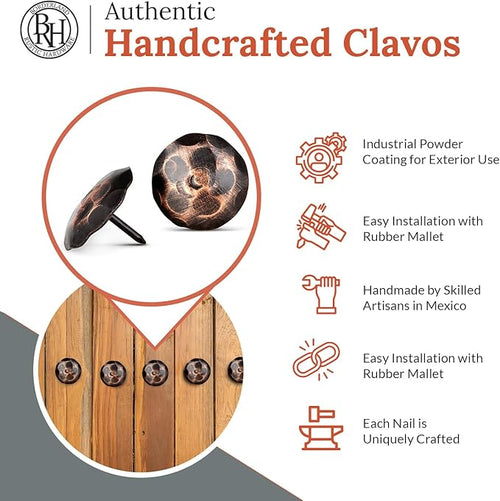 10 Pack 1.5" Round Head Iron Clavos Decorative Nails – Oil Rubbed Bronze – - Image 2