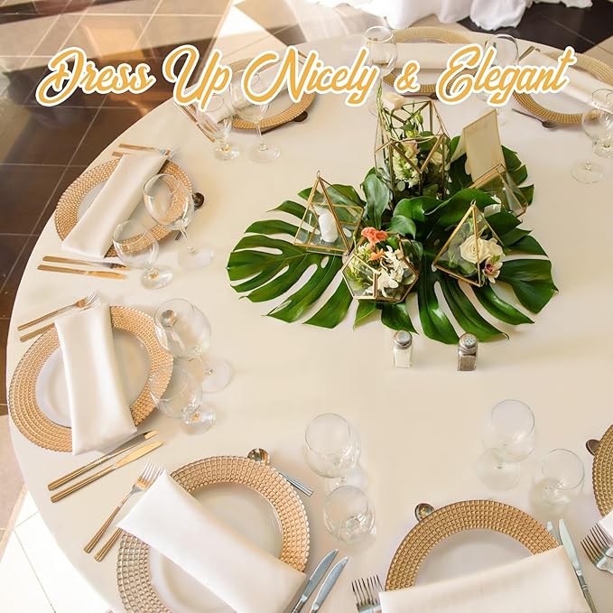 BRILLMAX 6 Pack Beige Round Tablecloths 90 Inch - Image 8