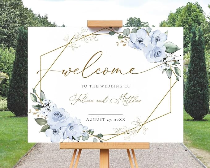 Greenery Wedding Welcome Sign, Dusty Blue Roses To The Wedding Of Signs - Image 2