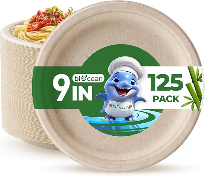 9 Inch Compostable Plates by Biocean