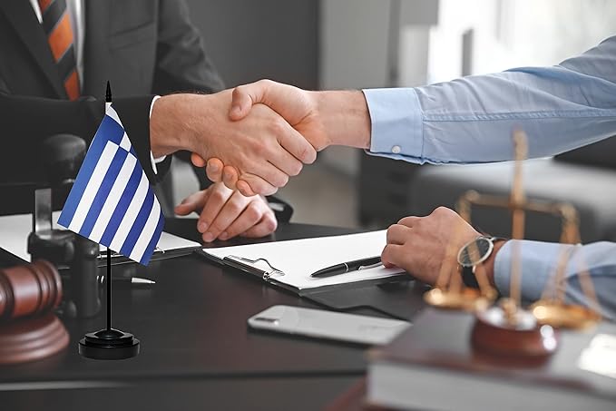 Greece Greek Deluxe Desk Flag Set, Small Mini Miniature Greece Greek Table - Image 5