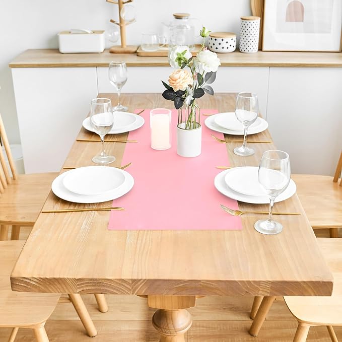 2 Pack Pink Small Short Table Runner 12 x 36 Inch Solid Color Runners Coffee - Image 3