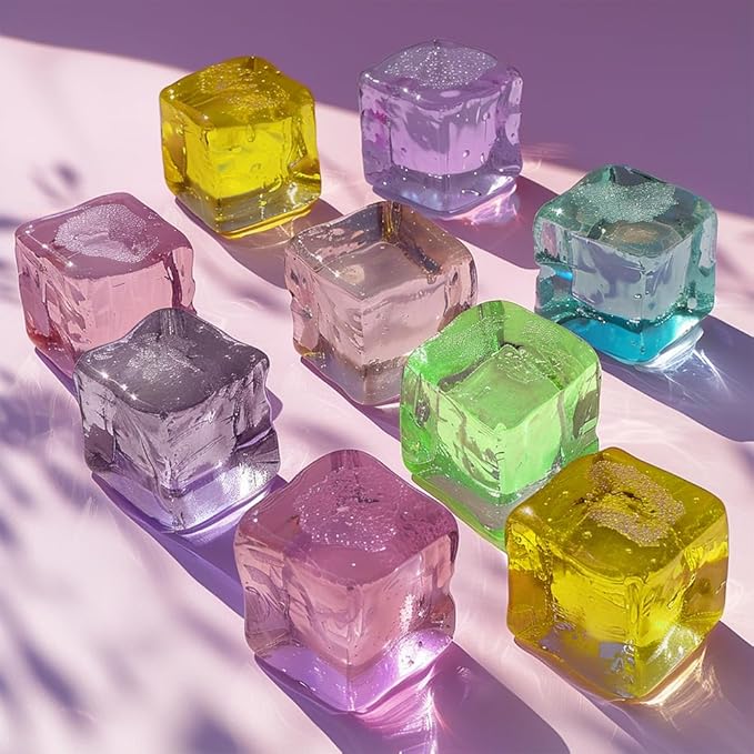 HappyFiller 76 PCS Crystal Square Small Acrylic Ice Cubes Clear Artificial Ice - Image 6