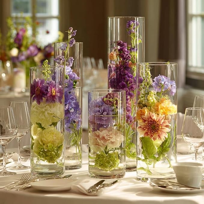 30pcs Glass Cylinder Vase for Centerpieces, 12 inch Tall Big Clear Flower Vase - Image 5
