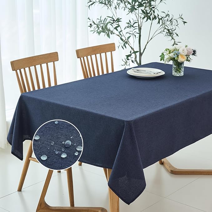 maxmill Linen Textured Rectangular Tablecloth Water Resistant Wrinkle Free - Image 2