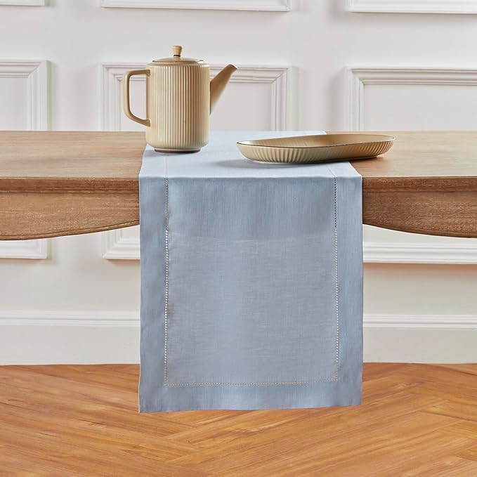 Solino Home Linen Dusty Blue Table Runner 36 Inches by SolinoHome