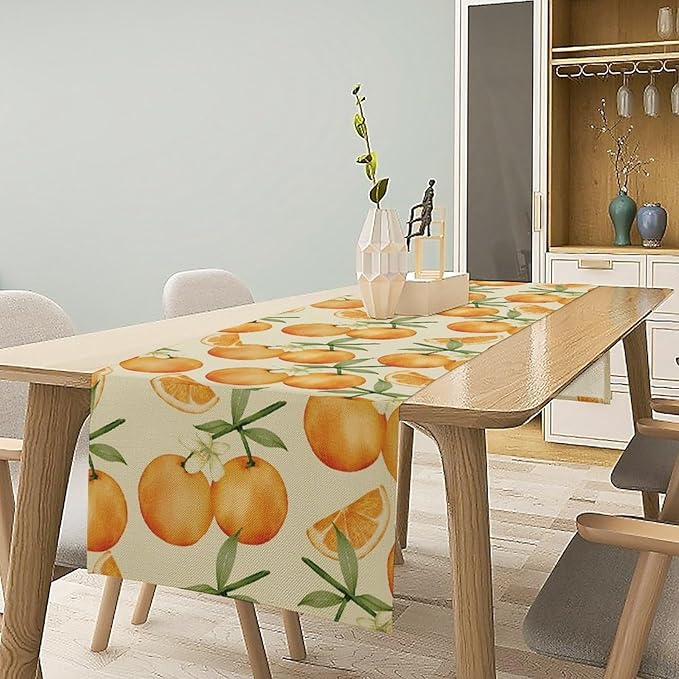 Spring Summer Orange Citrus Table Runner Watercolor Sweet Fruit Botanical Print - Image 2
