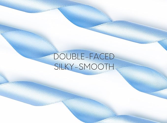 Baby Blue Satin Ribbon 7/8 Inch x 50 Yards Double-Faced Ribbons - Image 3