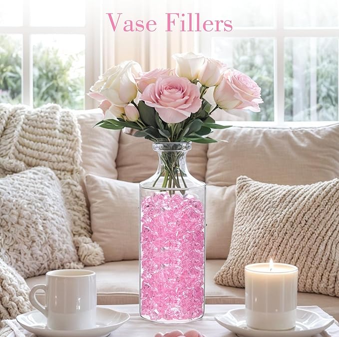 DOMESTAR Pink Fake Ice, Plastic Crystals Gems, Vase Fillers DIY Craft Makeup - Image 2