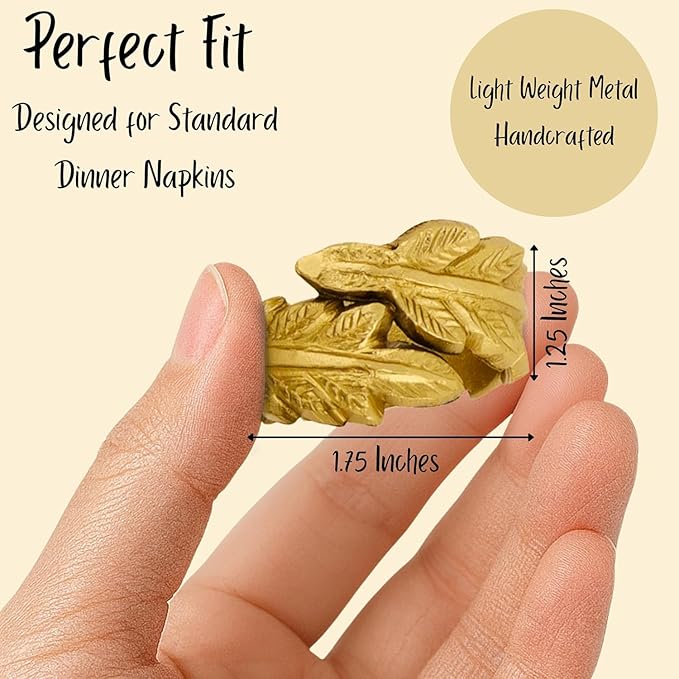 Gold Leaf Napkin Rings Set of 12 - Image 2