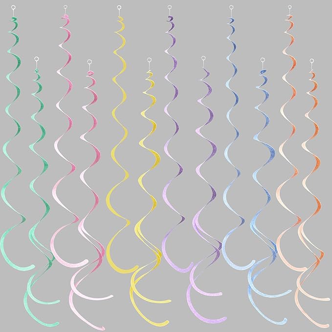 36 Pcs Pastel Hanging Swirl Decorations Pastel Color Felt Swirl Streamer Spiral by pinkblume