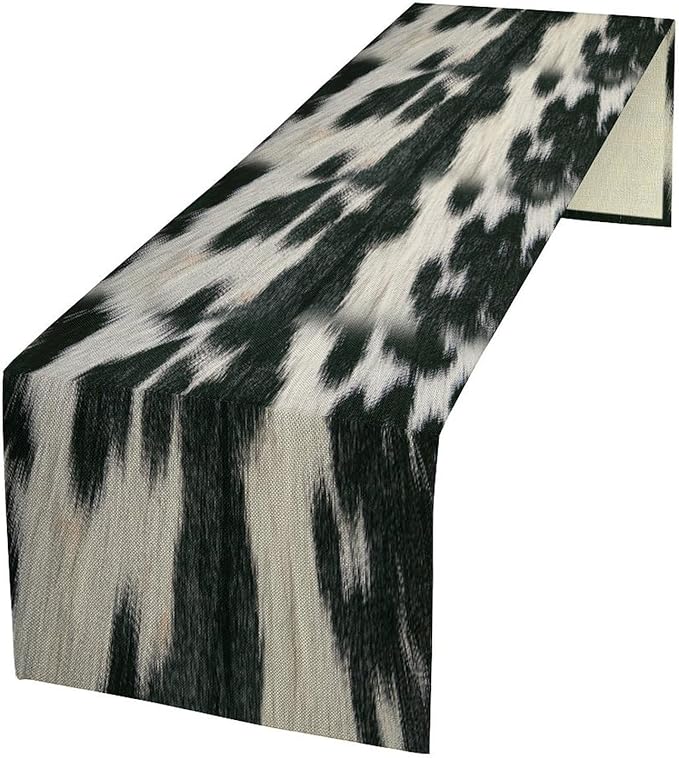 Rustic Cow Skin Print Table Runner, Country Farm Animal Fur Skin Pattern by ShiTingYu