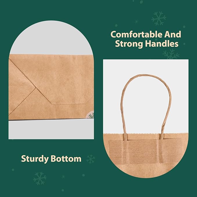 MESHA Christmas Gift bags 24Pcs 8.6x7x3.3'' Kraft Paper Bags - Image 4