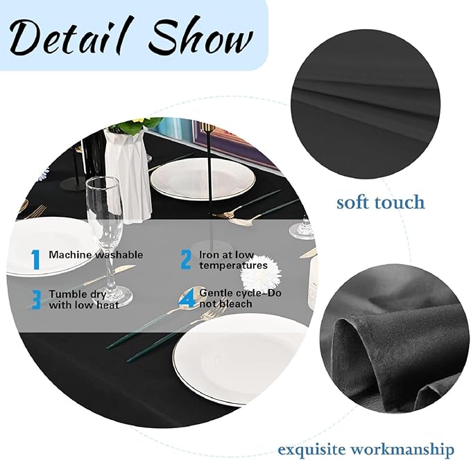 6 Pack Black Table Cloth Rectangle Table 60 x 126 Inch Tablecloths - Image 4
