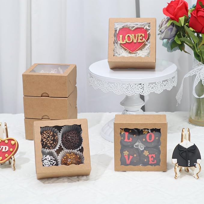50-Count 4x4x2 Food-Safe Brown Bakery Boxes - Image 2