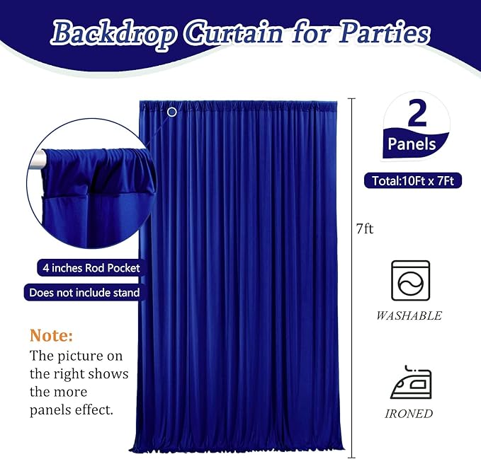 10 x 7 Feet Blue Backdrop Curtain - Image 2