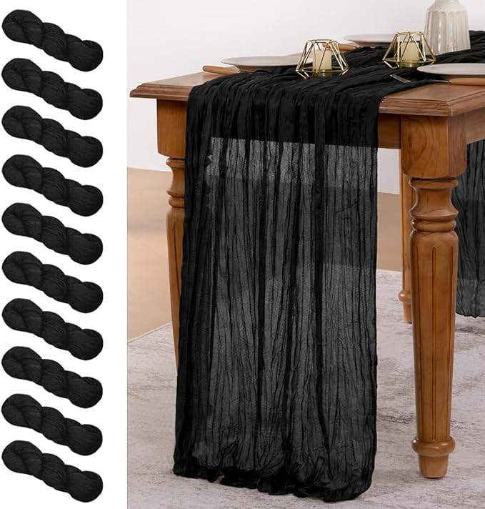 MLMW 10 Pack Halloween Table Runner Cheesecloth Black Boho Gauze Cheese Cloth by MLMW