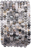 Faceted Natural Black QuartzRutilated Crystal Stone Rondelle 3x4mm Loose Semi by Beadia