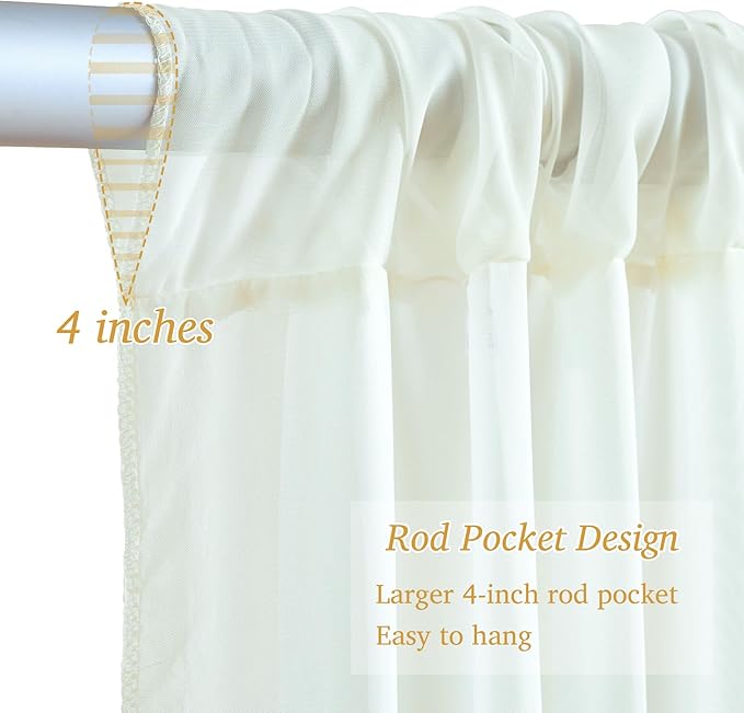 10ft x 10ft Ivory Backdrop Curtain - Image 4