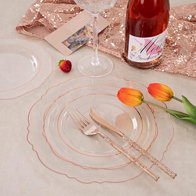 Liacere 150PCS Rose Gold Plastic Plates - Image 5