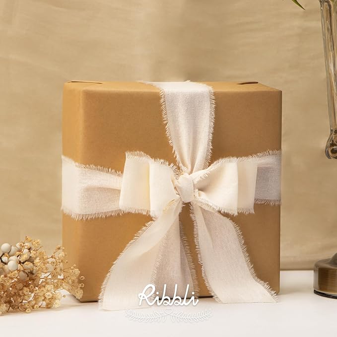 Ribbli 3 Rolls Ivory Ribbon 1.5 Inch x 18Yards Cream White Handmade Cotton - Image 2