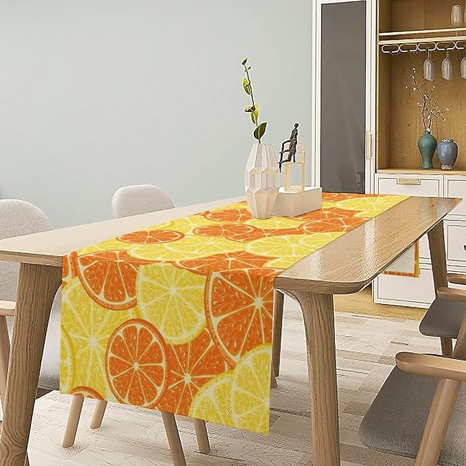 Orange Lemon Table Runner Spring Summer Orange Lemon Slices Botanical Fruit - Image 2