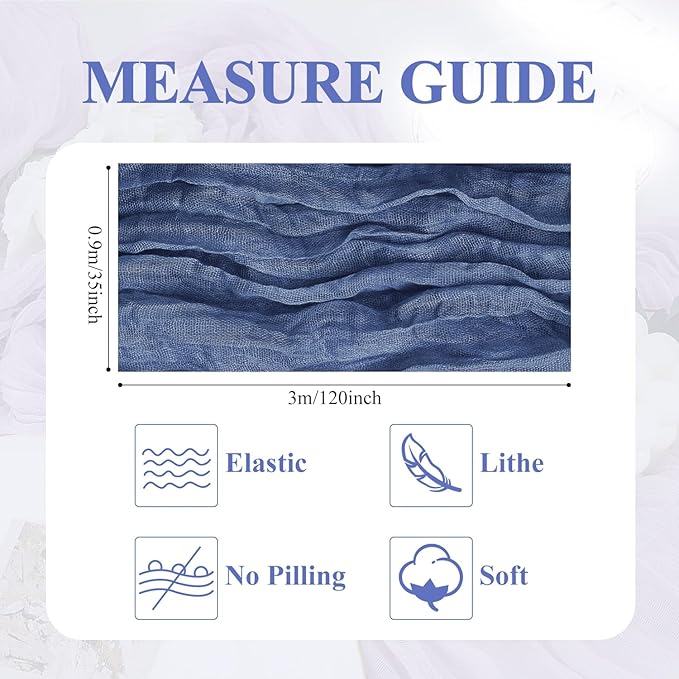 Asee'm 2pcs Cheesecloth Table Runner 120 Inches Long Blue Boho Gauze Cheese - Image 2
