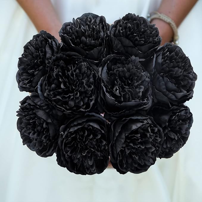 U'Artlines 10 Heads Artificial Peony Silk Flower Leaf Home Office Wedding Party - Image 7