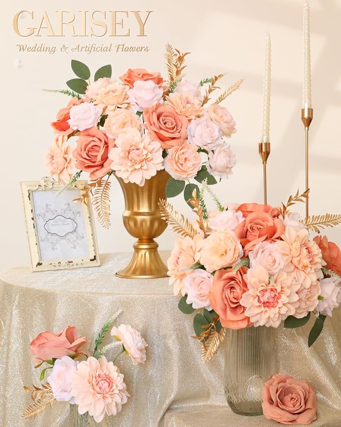 Artificial Flowers Combo, Mix Silk Flowers Roses, Dahlias - Image 3
