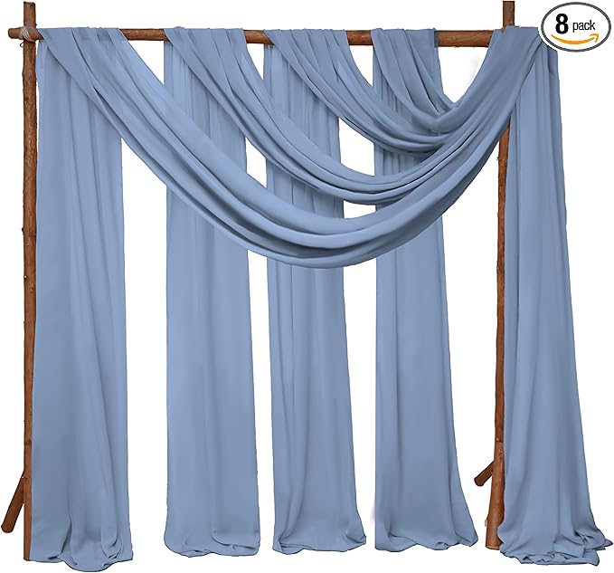 8 Panels Wedding Arch Draping Fabric 28" x 20Ft Wedding Arch Drapes Chiffon by SATULGAU