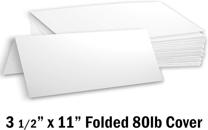 Hamilco Blank Tent Name Place Table Cards 3 1/2" x 11" Folded Card Stock - Image 2