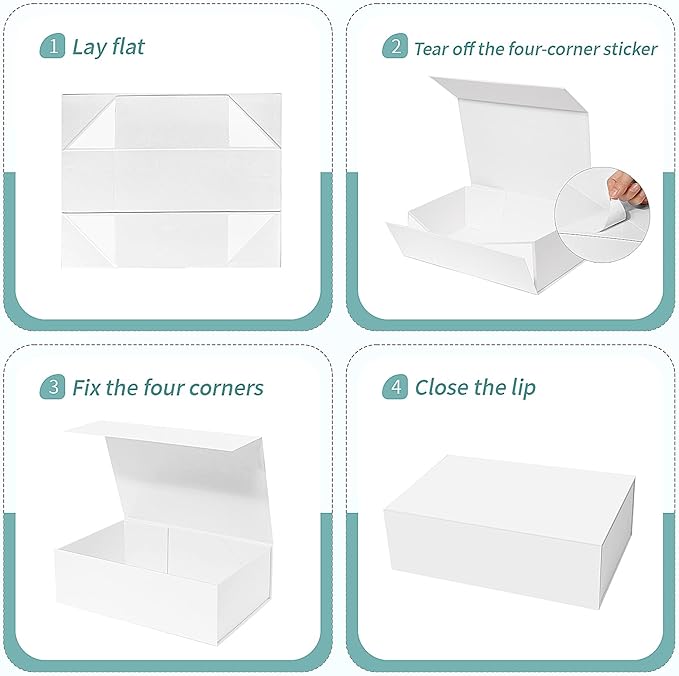 Rinrda 5 Pack Large White Gift Box, 13.75"x9"x4.5", Gift Boxes - Image 4