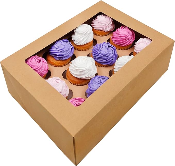 BAKELUV Brown 12 Cupcake Boxes, Cupcake Containers | 13x9.5x4, 50 Pack by BAKELUV
