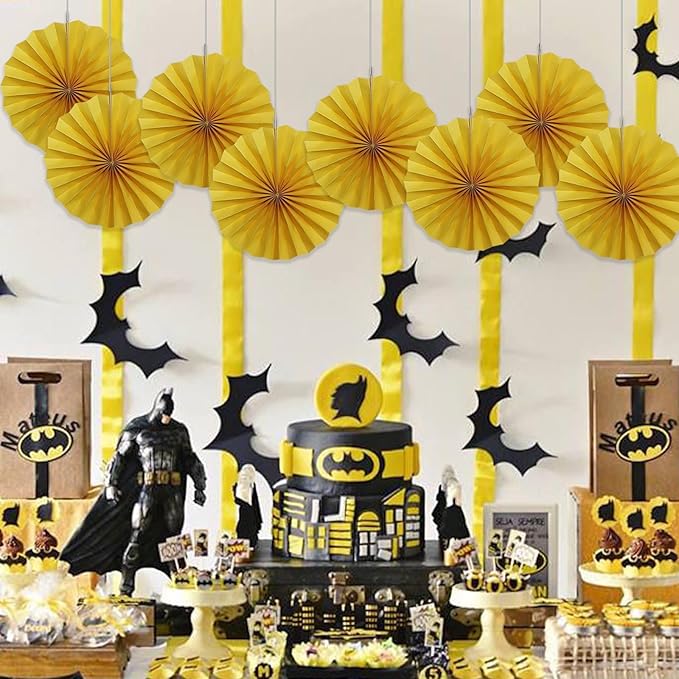 BARTHEW Yellow Birthday Decorations, DIY Yellow Paper Fans Hanging Decoration - Image 6