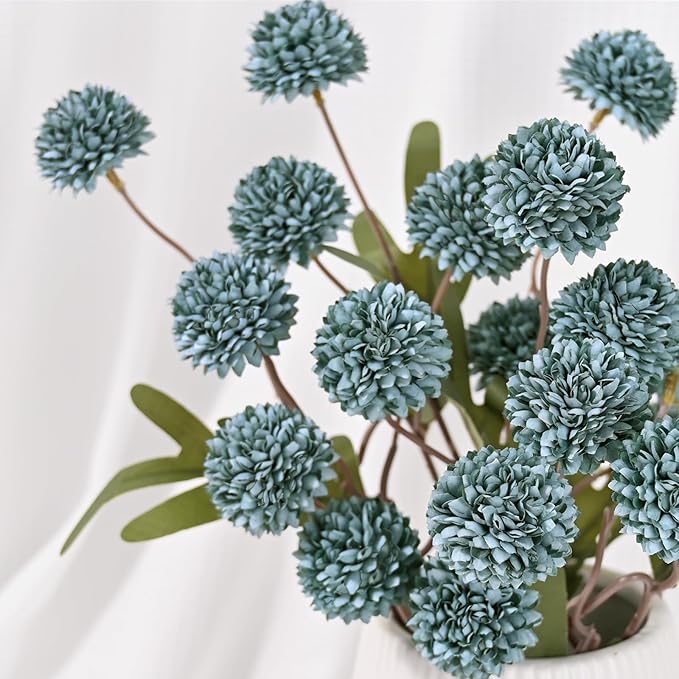 Waipfaru 10pcs Fake Silk Pompon Mum Artificial Flowers, Bulk Faux Mini - Image 7