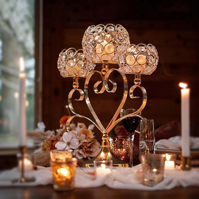 2 Pcs 3-Arm Heart Tea Light Candle Holder - Image 5
