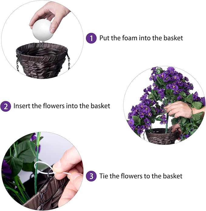 Artificial Faux Hanging Flowers Plants Basket - Image 4