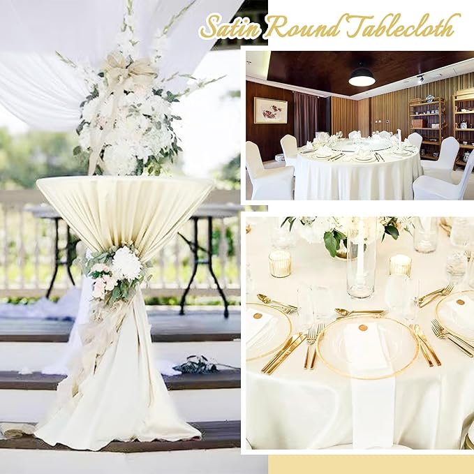 fani 12 Pack 120 Inch Ivory Satin Tablecloth - Image 7