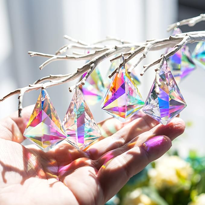 50mm Sun Catchers with Crystals, Colored Horns Crystal Prisms, Glass Pendant - Image 3
