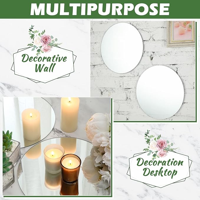 Tuanse 18 Pcs Round Mirror Candle Plate Set Round Trays Circle Centerpieces - Image 4