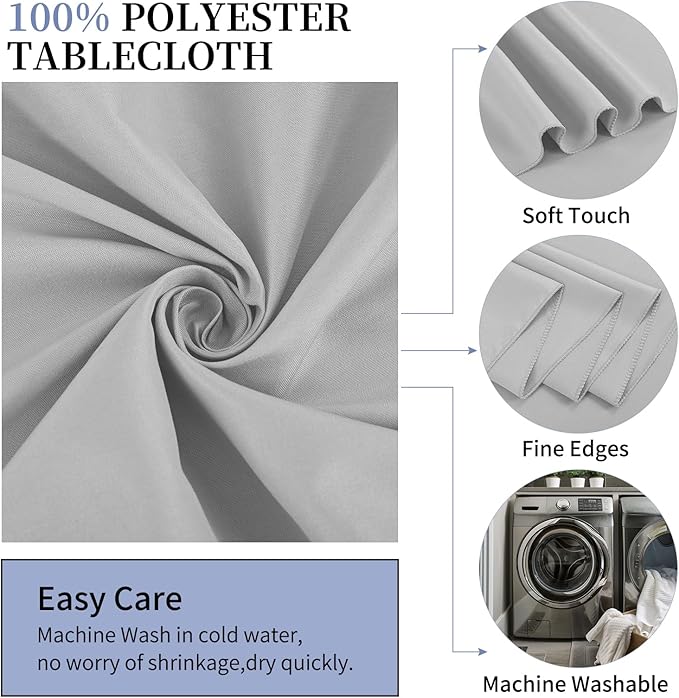 6 Pack Light Grey Round Tablecloths - Image 4